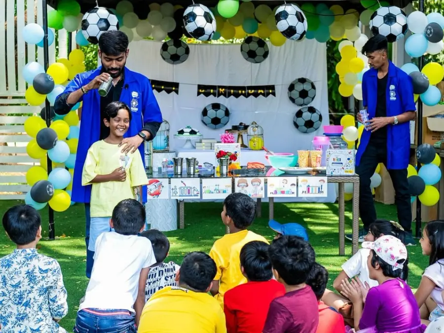 Children taking part in a hands-on MakerMasti party activity
